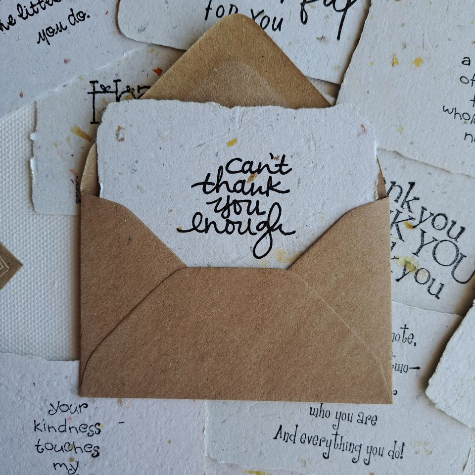 Mini Thank you Card and Envelope set  of 10