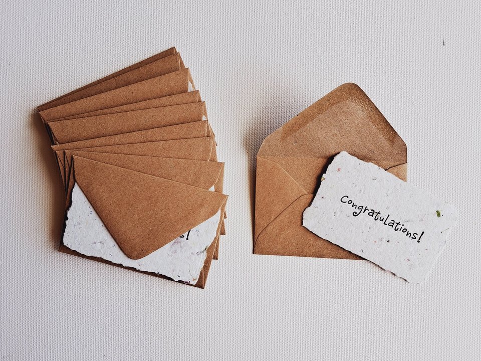 10 Congratulations Mini Handmade Cards with Recycled Envelopes for gifts, florists, friends
