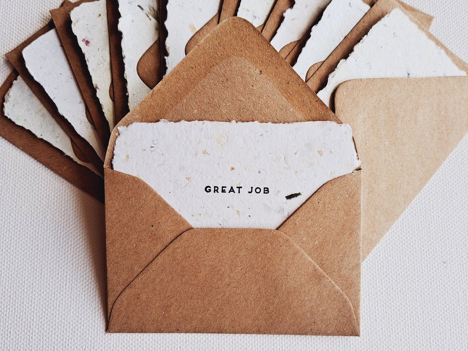 10 Mini Validation Cards with Envelopes, Handmade Recycled Paper messages for teachers, parents, colleagues and friends