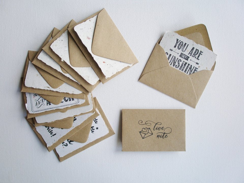 Love Notes with Envelopes. Handmade Paper Love Notes. Homemade Messages of love. Lover Gift for partner. Wife or husband 