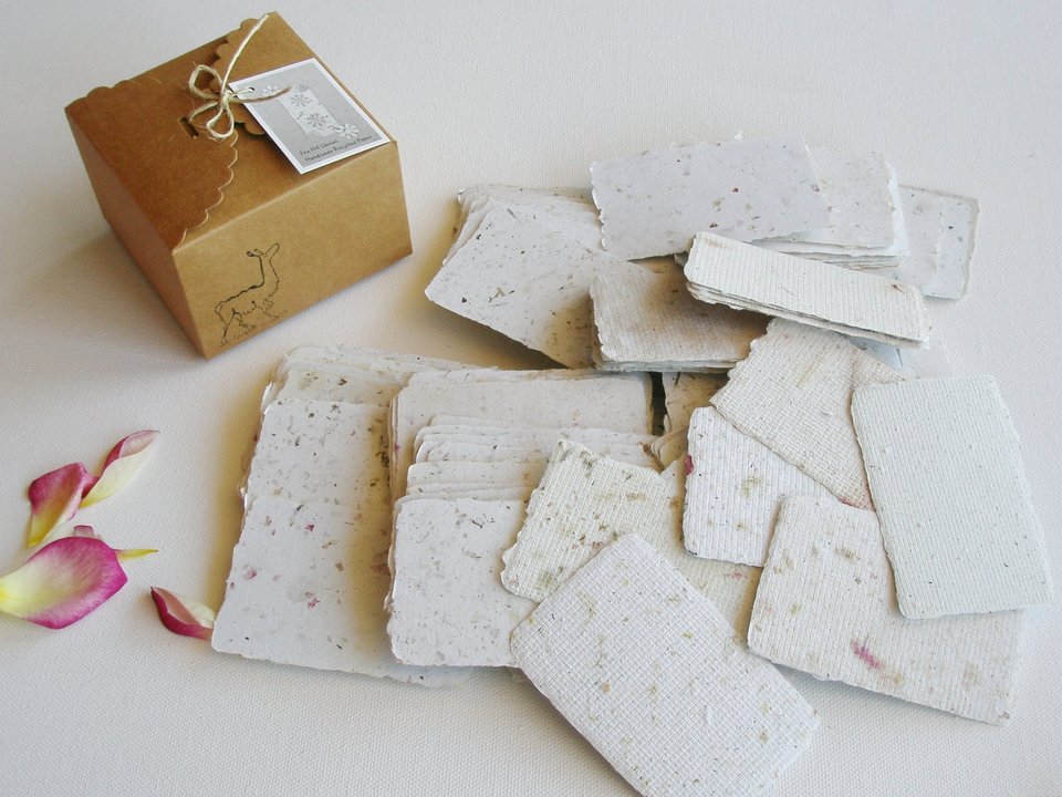 120 Handmade 2x3 Cards. Neutral Blank Recycled Paper. Box of 120. Calling or Place Card. Gift Card. Florist. Attendance. Letterpress Wedding