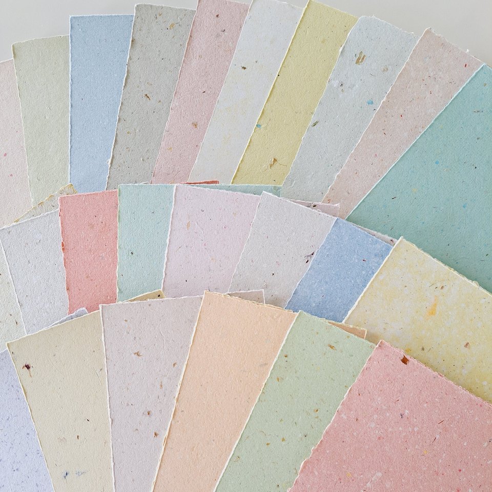5x7" - 50 Sheets, Mixed Recycled Paper, Handmade Paper, Botanicals, DIY Wedding Invites, Calligraphy Paper, Letter Paper, Letterpress Stock