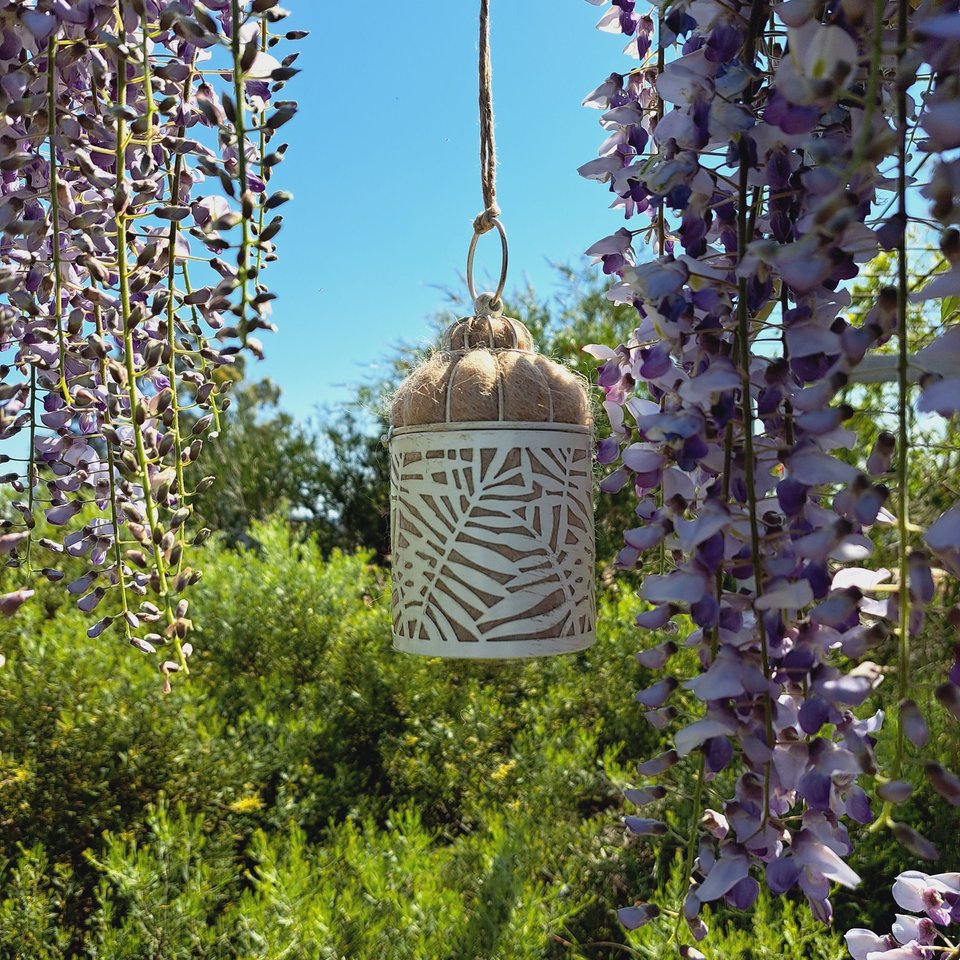 Bird Nester packed with Llama Fiber Nesting Material to for Native Birds in your Garden. Outdoor lantern Gift Idea for nature lover
