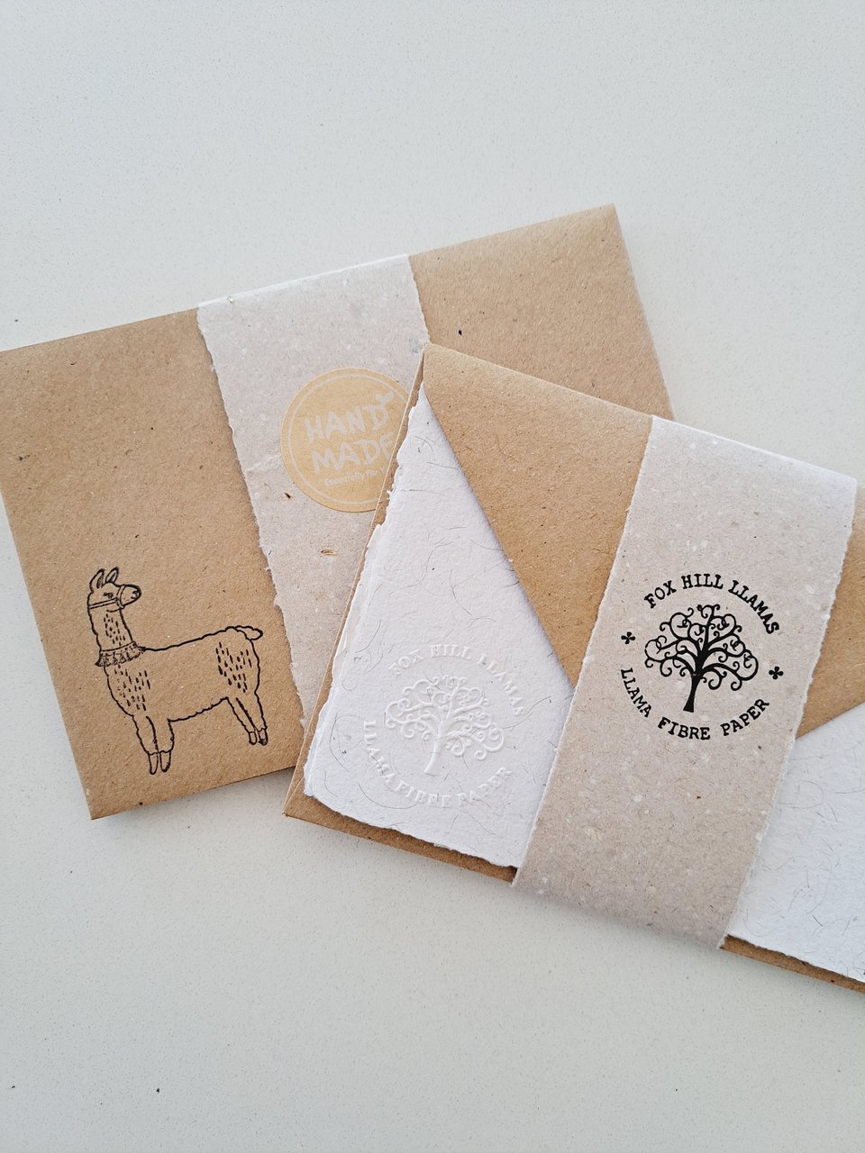 Llama Letter Writing Set made from handmade recycled paper with llama fibre. Eco friendly stationery for animal lover gift. 6x4 Inch sheets