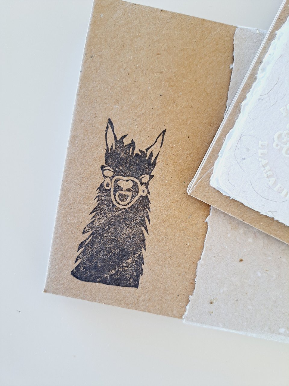 Llama Writing Set made from handmade recycled paper with llama fibre. Stationery for gift. 6x4 Inch letter sheets for young writers.