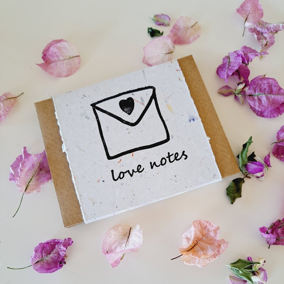 Mini Love Note Set with 10 Message Papers and Envelopes for Valentines Day