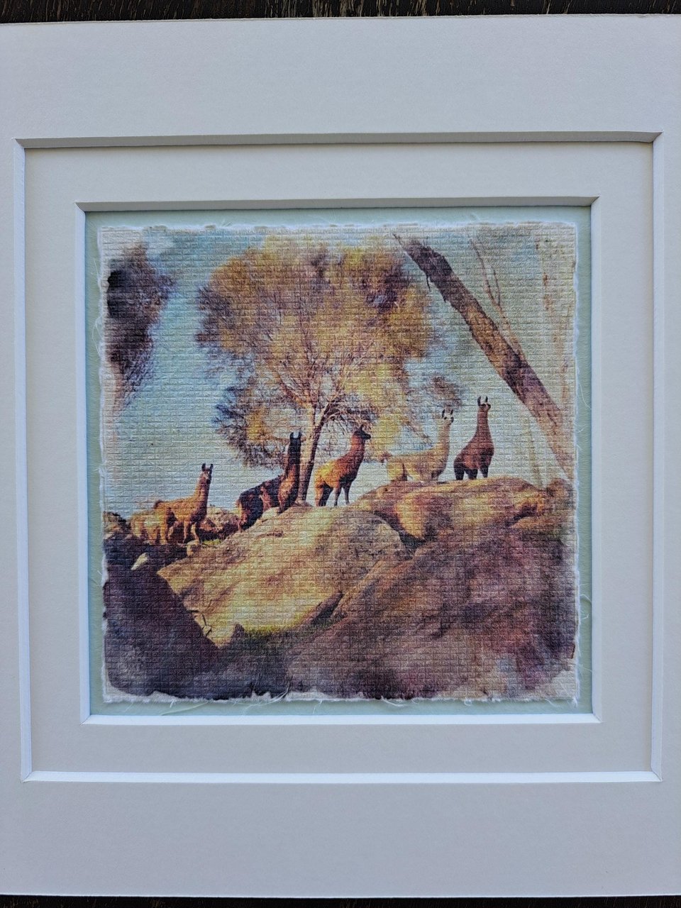 Miniature llama art "Llama Train on the Ridge"