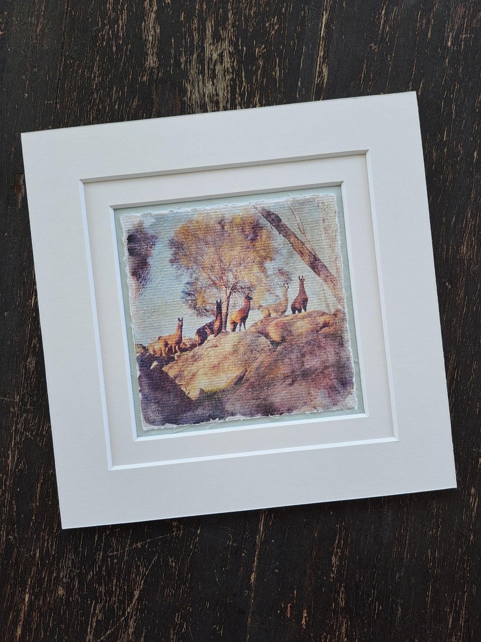 Miniature llama art "Llama Train on the Ridge"