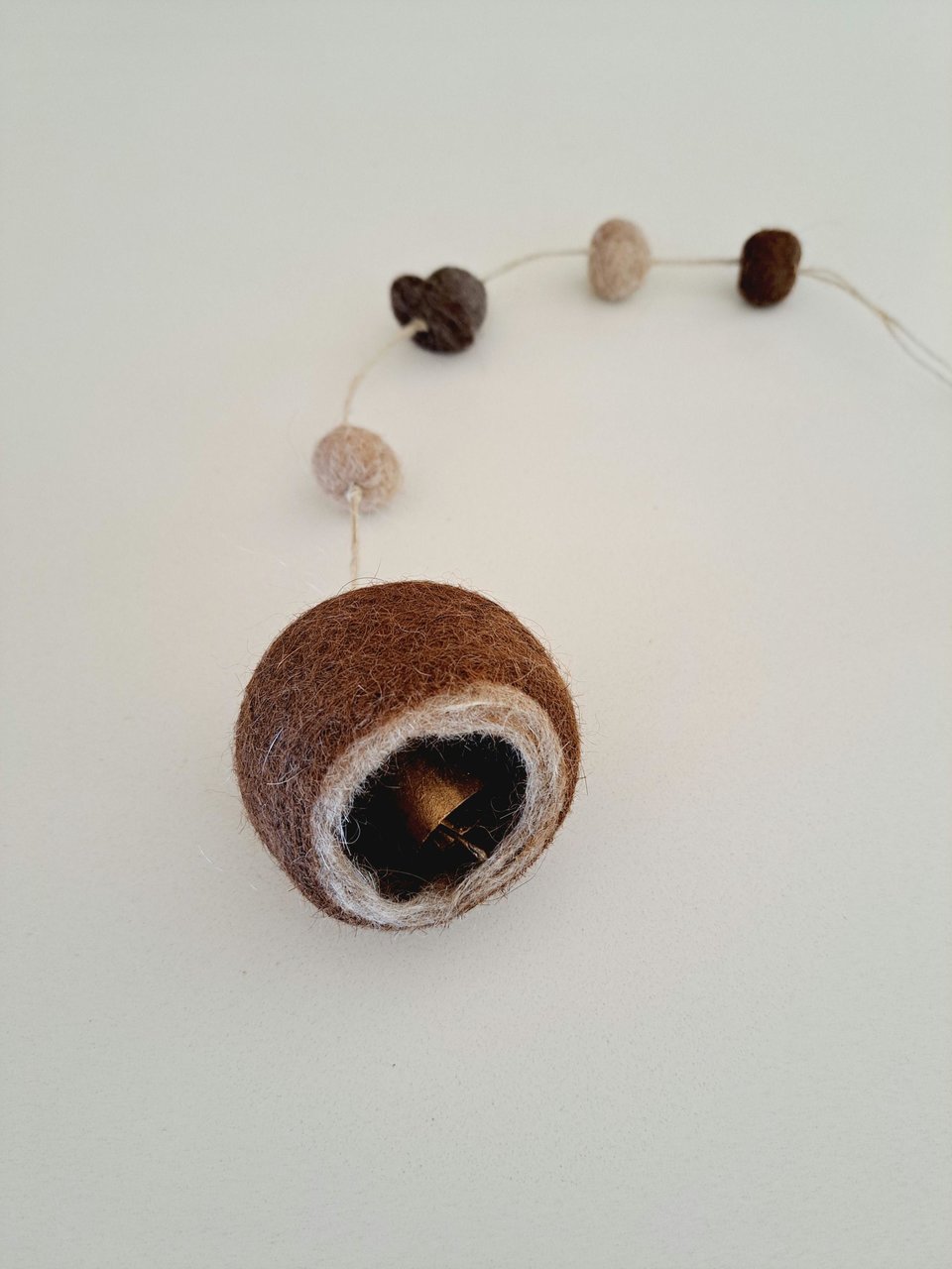 Llama Fibre Boho Bell for nursery. Mama Llama Fuzzy Natural Toned Decor for Rustic Room for Children.