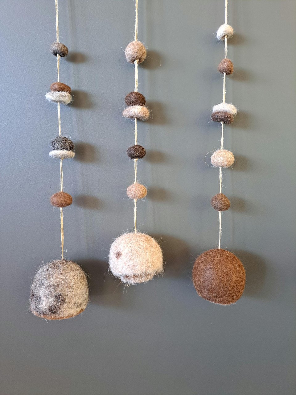 Boho Bell made with llama fiber for nursery. Fuzzy Natural Toned Decor for Rustic Farmhouse, Room for Children.