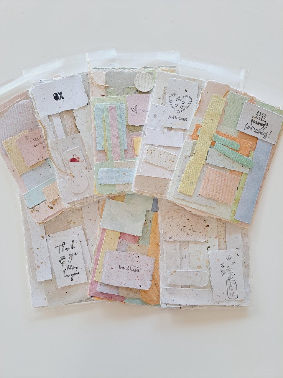 One random, mixed lucky dip mystery scrap pack of Handmade Recycled Waste Papers, Junk Journal papers, for scrapbooks, workshops, teachers.