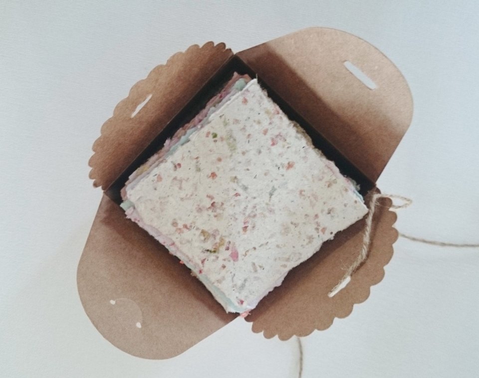 Hand-made Note Paper, Boxed, Hand Torn Recycled Paper, 100 sheets. Stocking Filler, gift boxed
