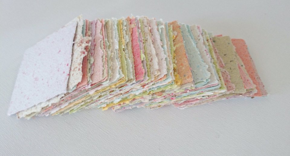 Hand-made Note Paper, Boxed, Hand Torn Recycled Paper, 100 sheets. Stocking Filler, gift boxed