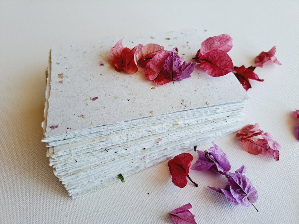 4 x 6" - 50 Sheets Hand made recycled Paper, Neutral Tones