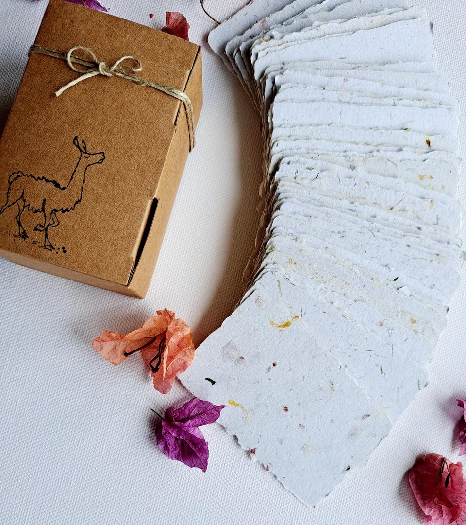 50 Handmade Recycled 2x3 Cards, Neutral, Blank Homemade Paper, Calling, Gift, Florist, Loyalty, Thank You, Letterpress, Wedding Place Card