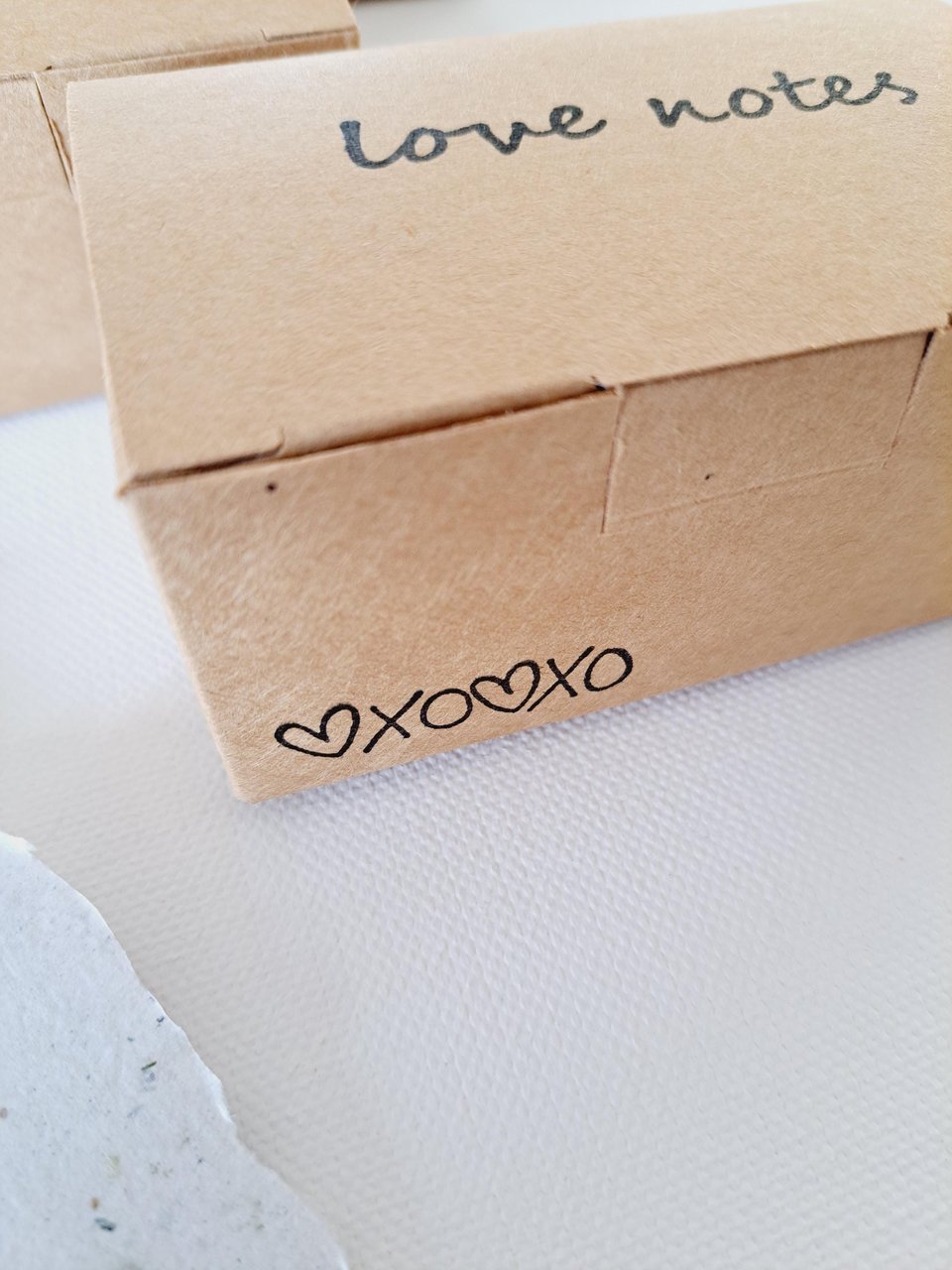 Little Box of Love Notes. 50 blank deckle edge papers. Mini Handmade Recycled 2x3 sheets, Neutral tones, for messages of love