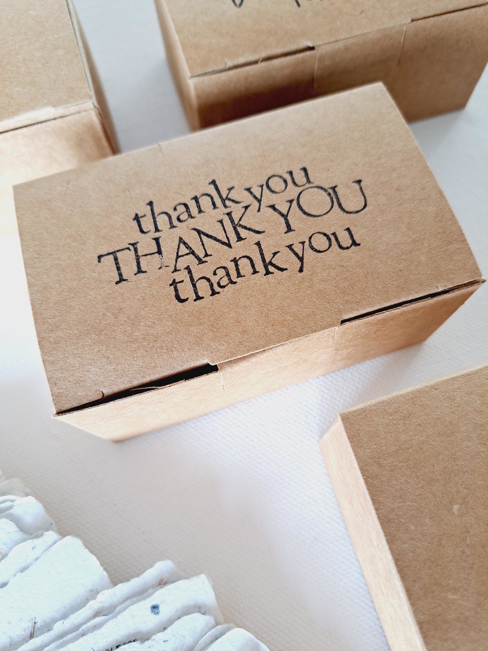 Box of 50 blank deckle edge papers for thank you messages. Mini Handmade 2x3 sheets, Neutral, for the thankful to express their gratitude