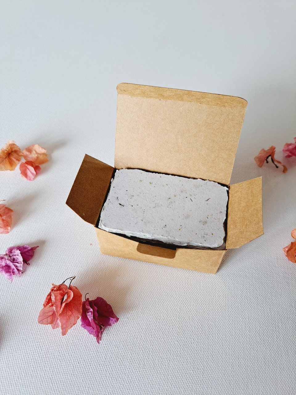 Box of 50 blank deckle edge papers for thank you messages. Mini Handmade 2x3 sheets, Neutral, for the thankful to express their gratitude