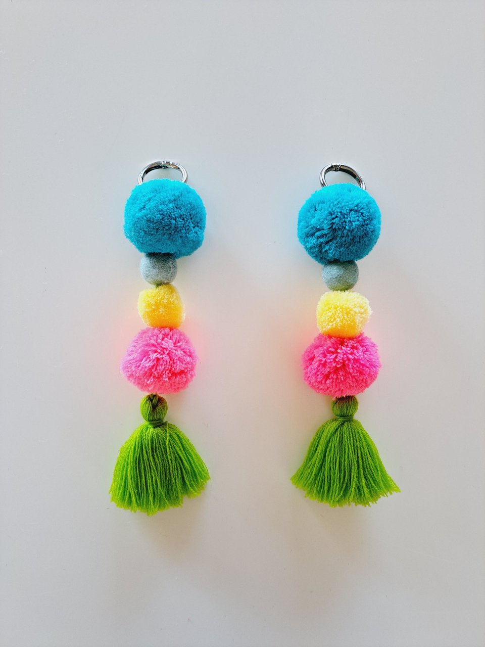 Colorful Parade Llama,  Alpaca Tassels. Pink, green and blue