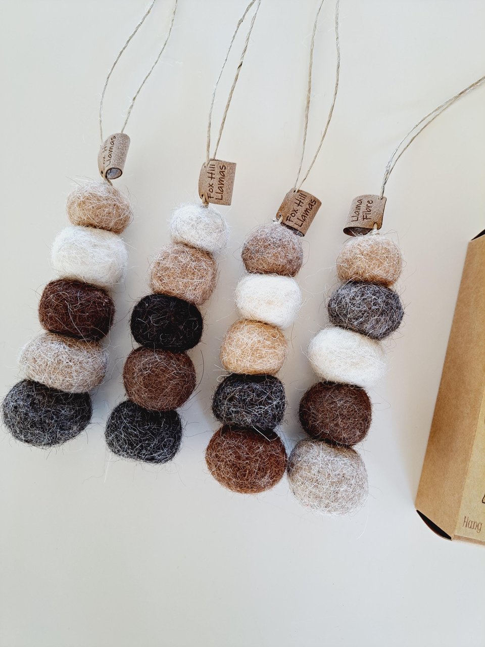 Hairy Llama Balls. Handmade Felt dangle car accessory. Hang it anywhere. BYO fragrance oil or scent. Packaged for gifting, under 20