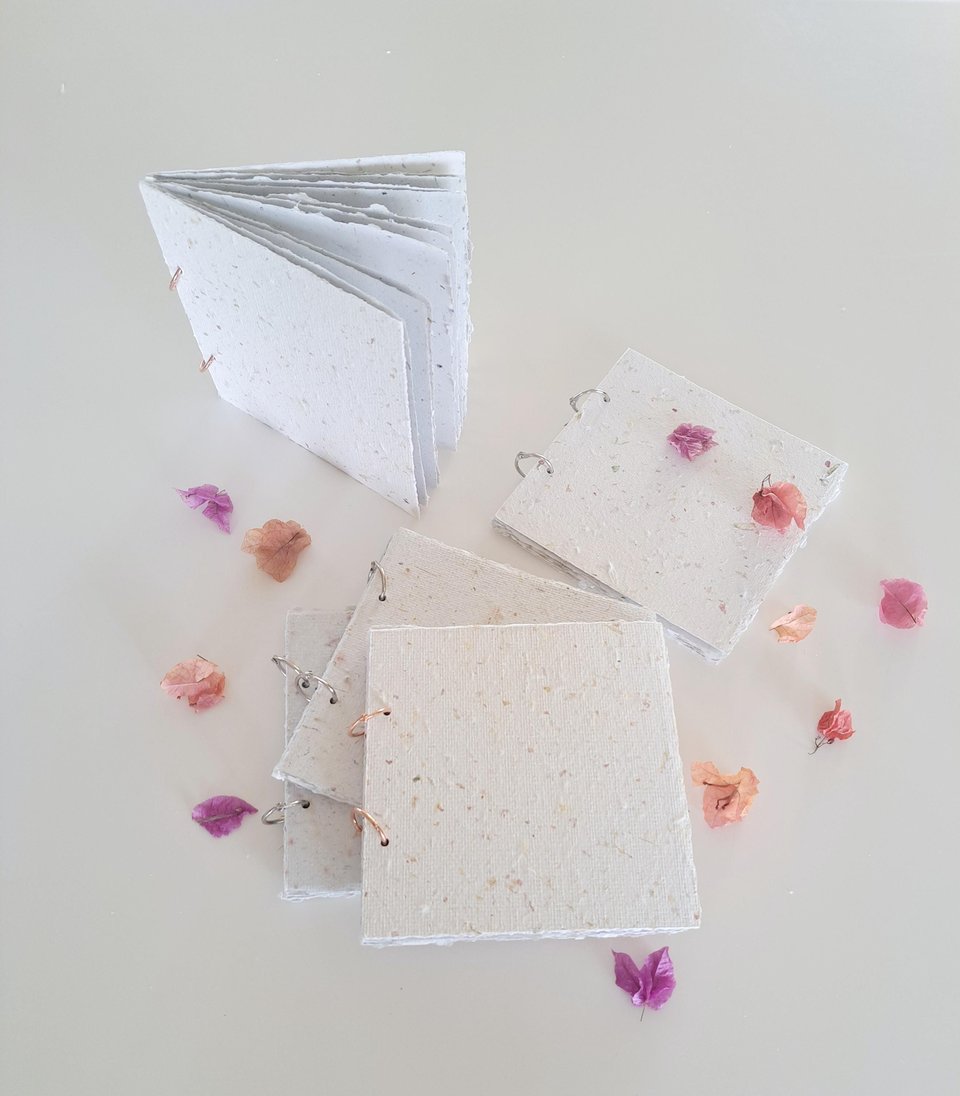 Handmade recycled paper journal / notebook with binder rings and botanicals / petals. Add extra pages!