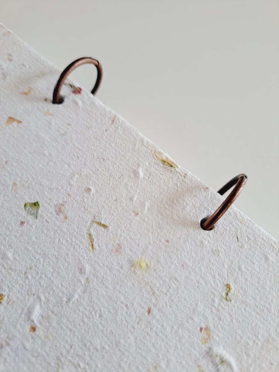 Handmade recycled paper journal / notebook with binder rings and botanicals / petals. Add extra pages!