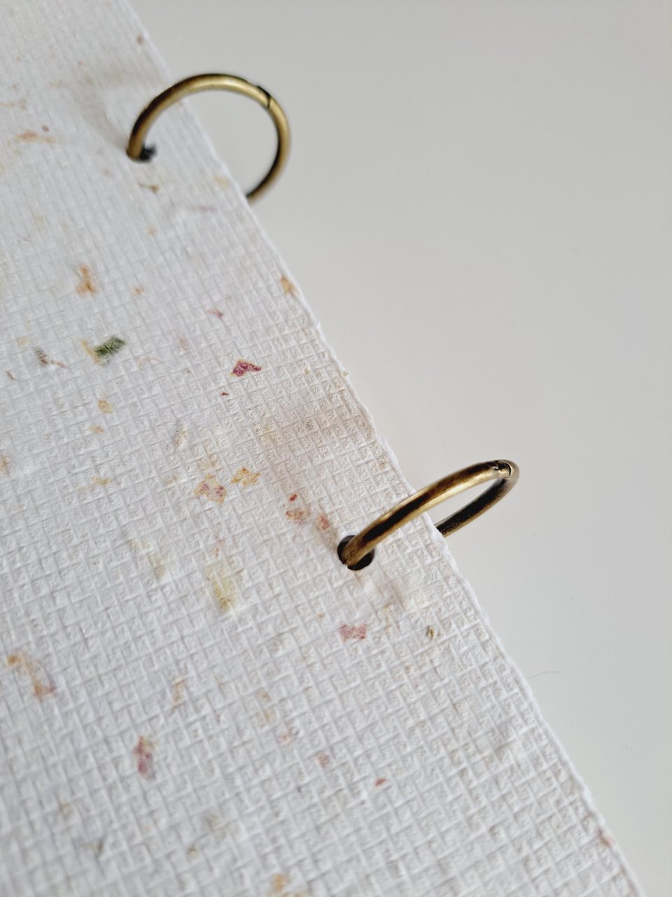 Handmade recycled paper journal / notebook with binder rings and botanicals / petals. Add extra pages!