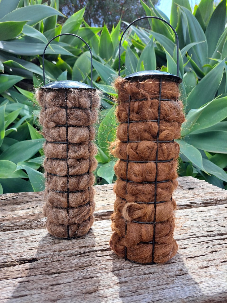 Llama Fibre Bird Nester: Natural Nesting Material in Black Holder