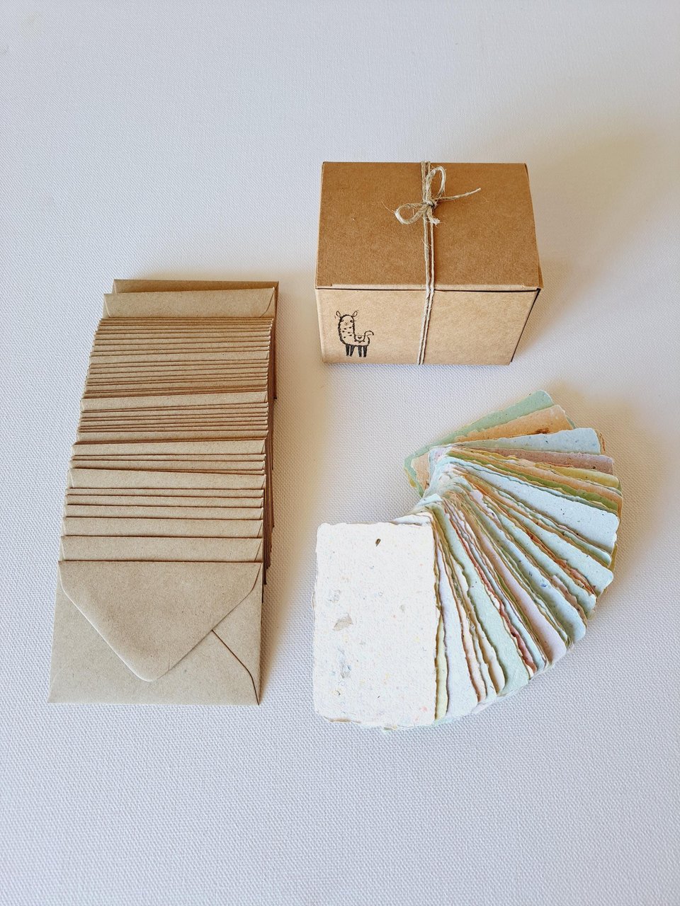 Mini Pregnancy Announcement Cards and Envelopes - 50 Blank Papers with Brown Envelopes