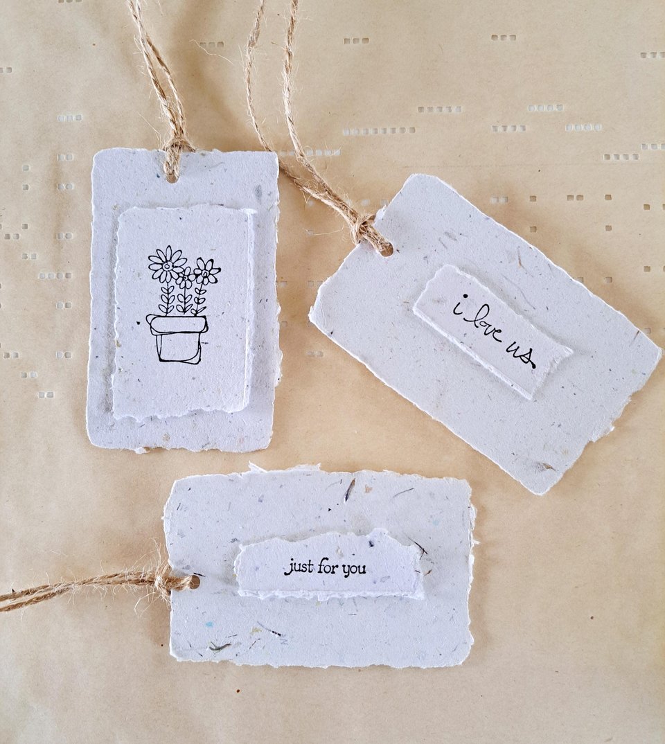 Ephemera - 20 pieces of hand stamped, handmade recycled paper for vintage junk journal and scrapbooks