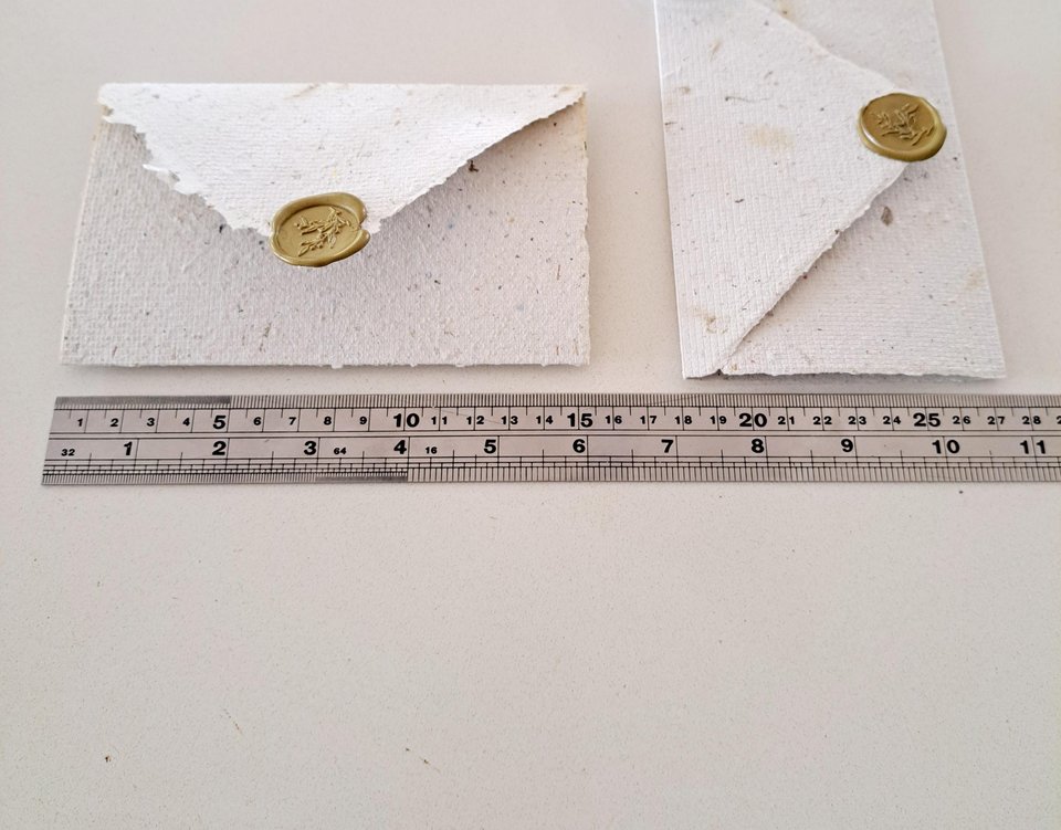 Gift Box of 6 Old fashioned Lettergrams - Handmade Recycled Writing Paper Folding Letters - neutral tones with wax seal.