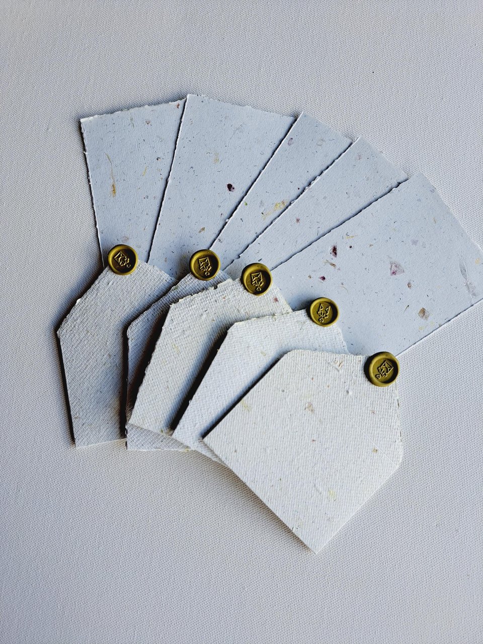 MINI Handmade Recycled Paper  note and envelope set with botanicals in gift box