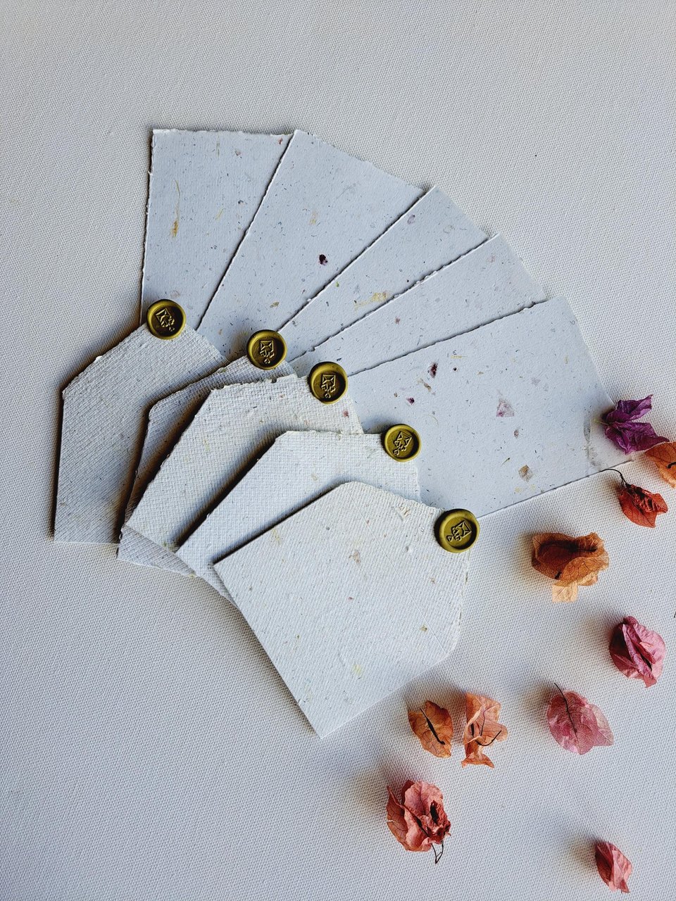 MINI Handmade Recycled Paper  note and envelope set with botanicals in gift box