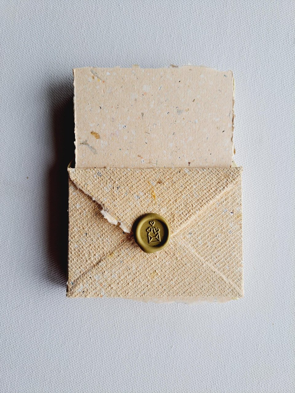 MINI Handmade Recycled Paper sheets and envelopes, mixed colours in gift box