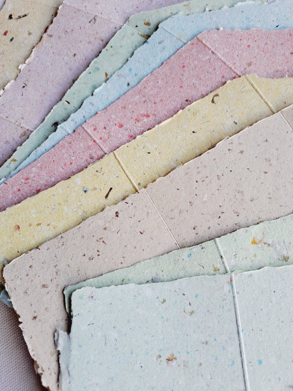 Old fashioned Folding Letters - Lettergrams - Handmade Recycled Paper - mixed colour folding writing sheets with seal.