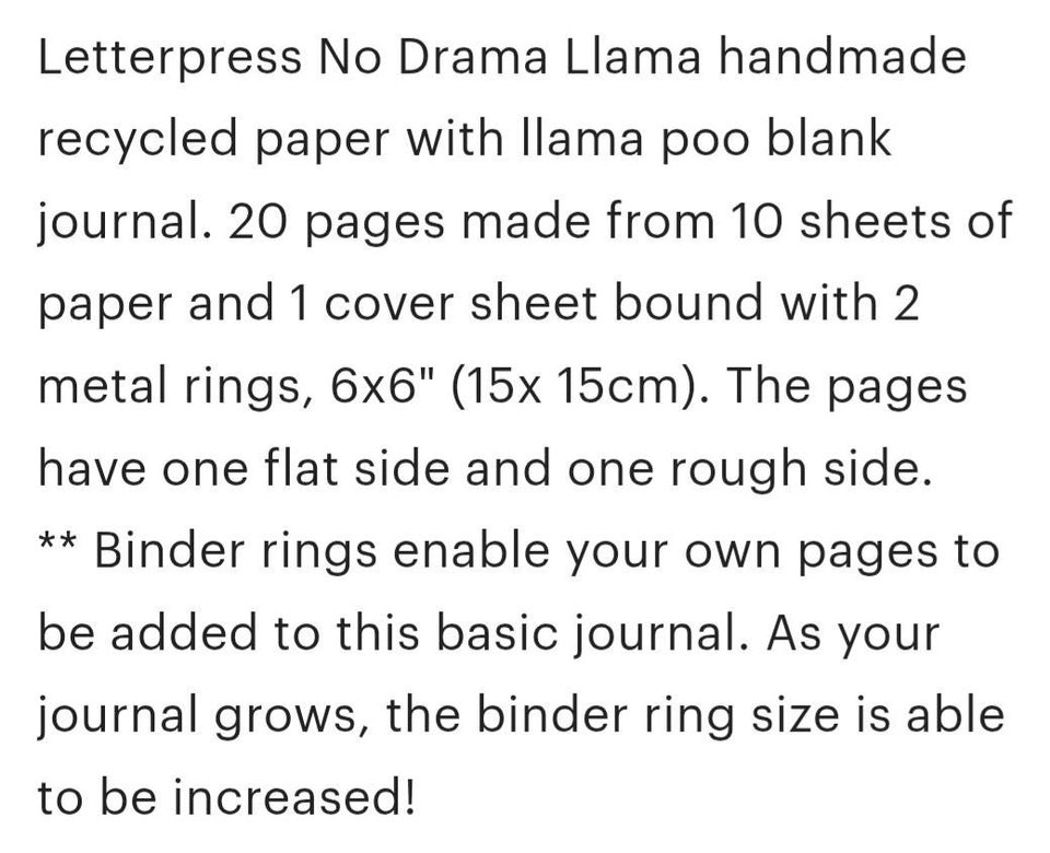 No Drama Llama Journal: Handmade Recycled Paper with Llama Poo!!