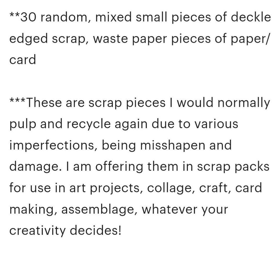 Damaged / Scrap Small Paper Pieces for Art / Craft Project. REJECTED 30 x Rough Handmade Recycled Paper with deckle edge bundle / pack.
