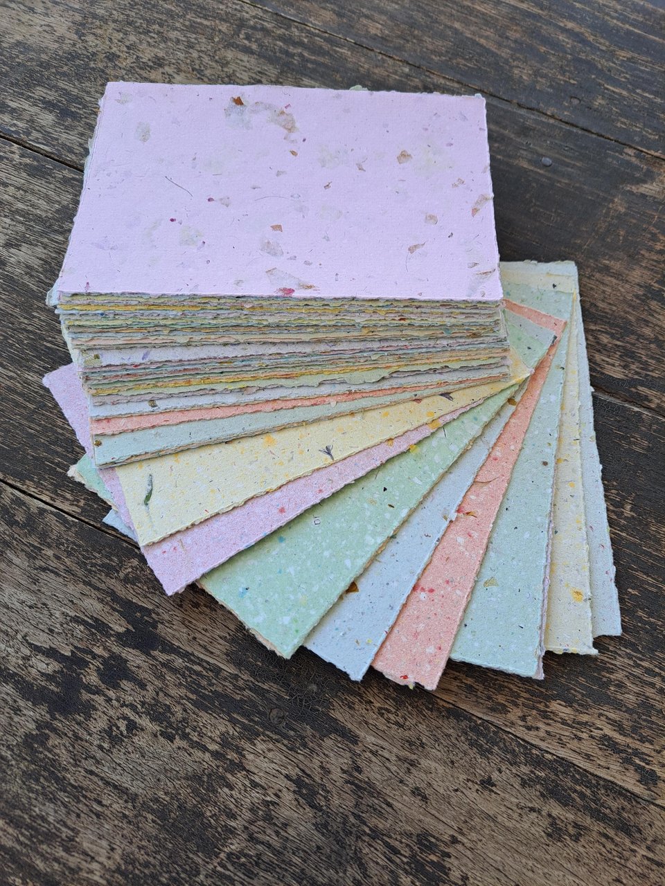 4 x 6"  Coloured Recycled Paper, Mixed Handmade Paper, 50 sheets Botanicals, Flowers, Assemblage, Poet's Paper, Calligraphy Paper, Letters