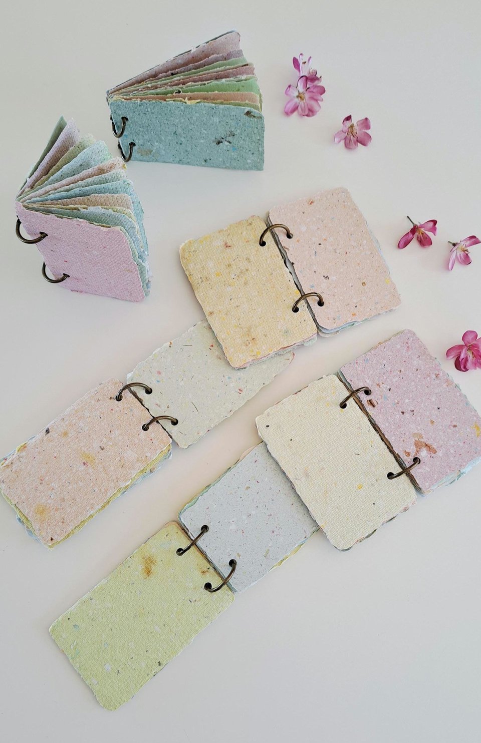 TINY Colourful handmade recycled paper note book / mini journal