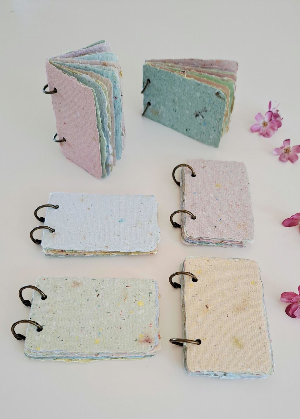 TINY Colourful handmade recycled paper note book / mini journal