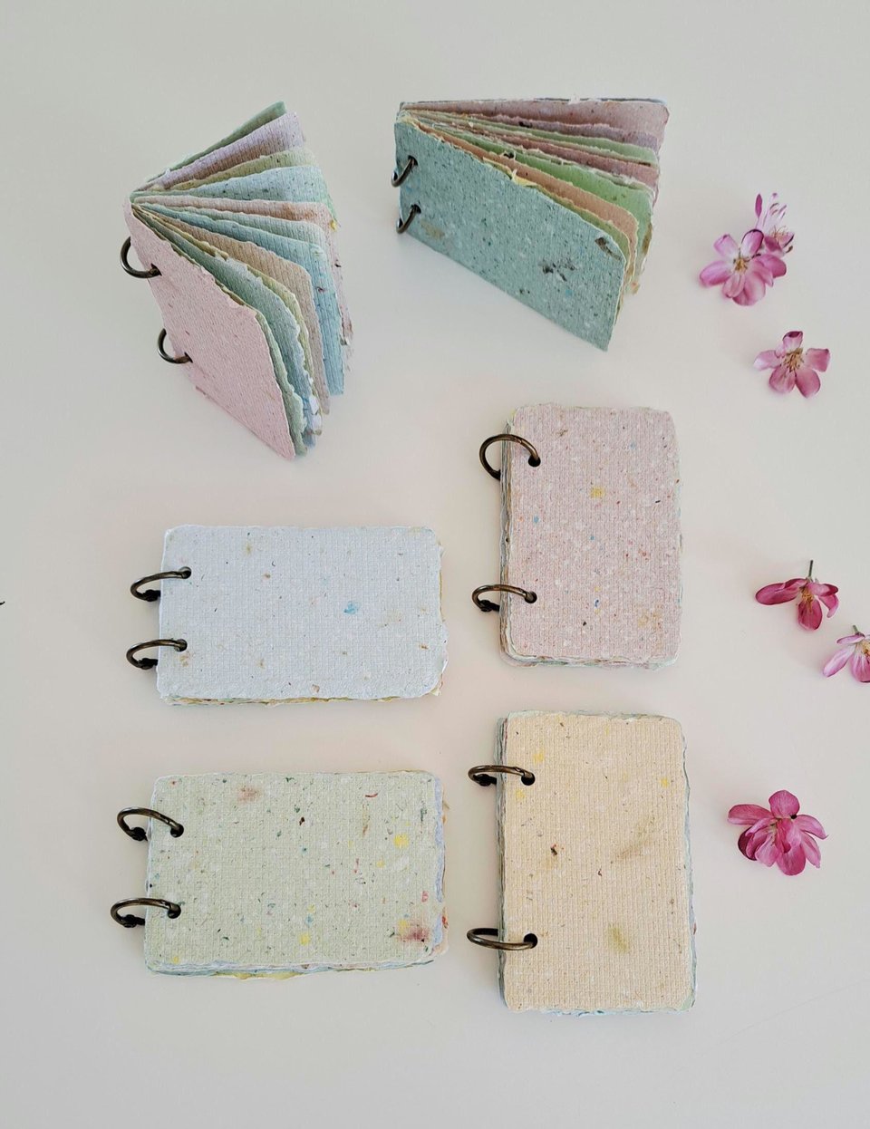 TINY Colourful handmade recycled paper note book / mini journal