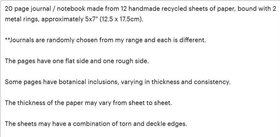 Colourful handmade recycled paper journal / notebook -  5x7 inches with binder rings