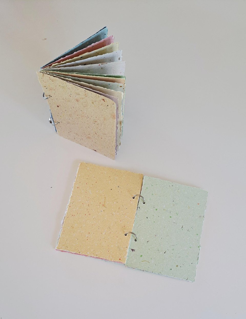 Colourful handmade recycled paper journal / notebook -  5x7 inches with binder rings