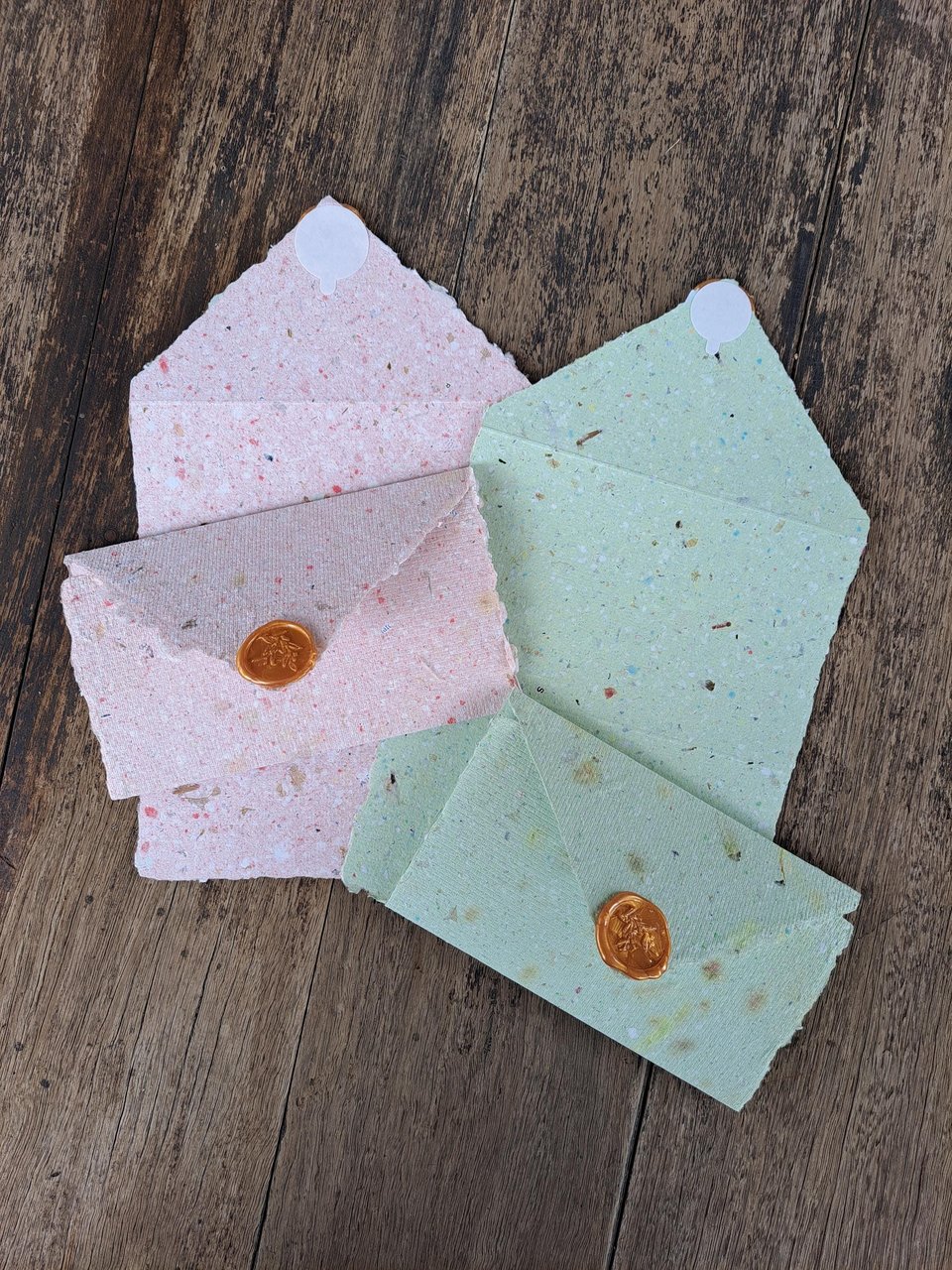 6 Old fashioned Lettergrams - Handmade Recycled Writing Paper - mixed colour folding letter sheets with seal. Gift boxed