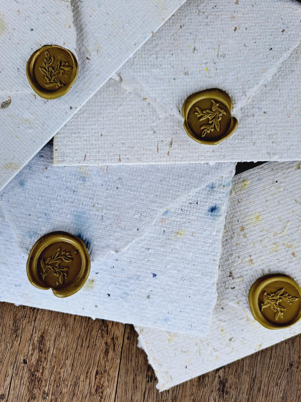 Gift Box of 6 Old fashioned Lettergrams - Handmade Recycled Writing Paper Folding Letters - neutral tones with wax seal.