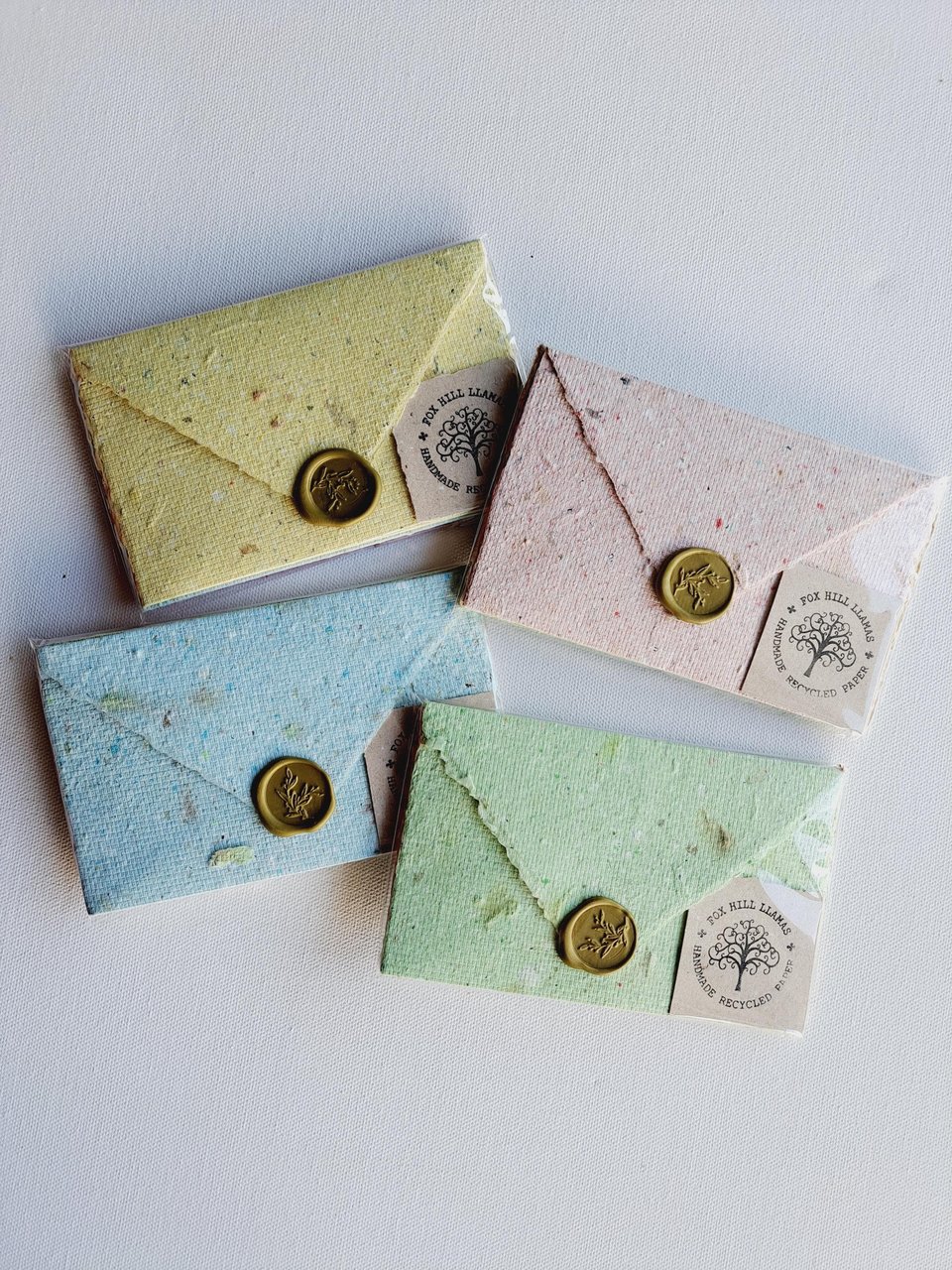Old fashioned Folding Letters - Lettergrams - Handmade Recycled Paper - mixed colour folding writing sheets with seal.