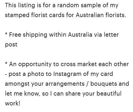 Sample for Australian florists.  Handmade recycled paper with messages - motivational and sentimental mini cards.