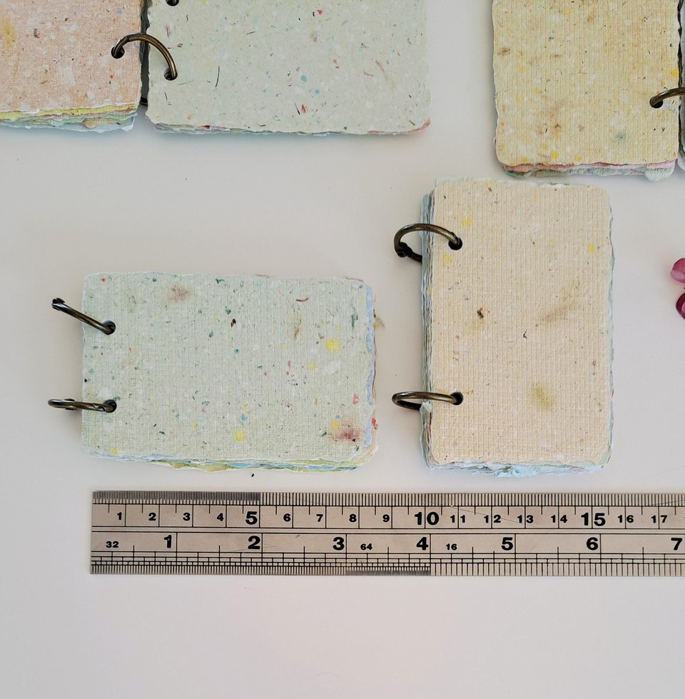 TINY Colourful handmade recycled paper note book / mini journal