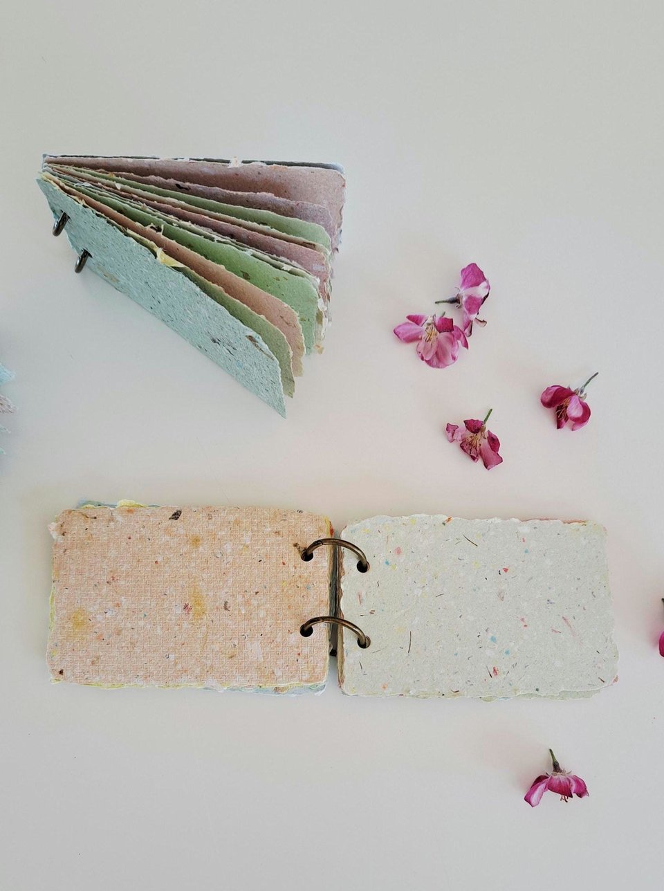TINY Colourful handmade recycled paper note book / mini journal