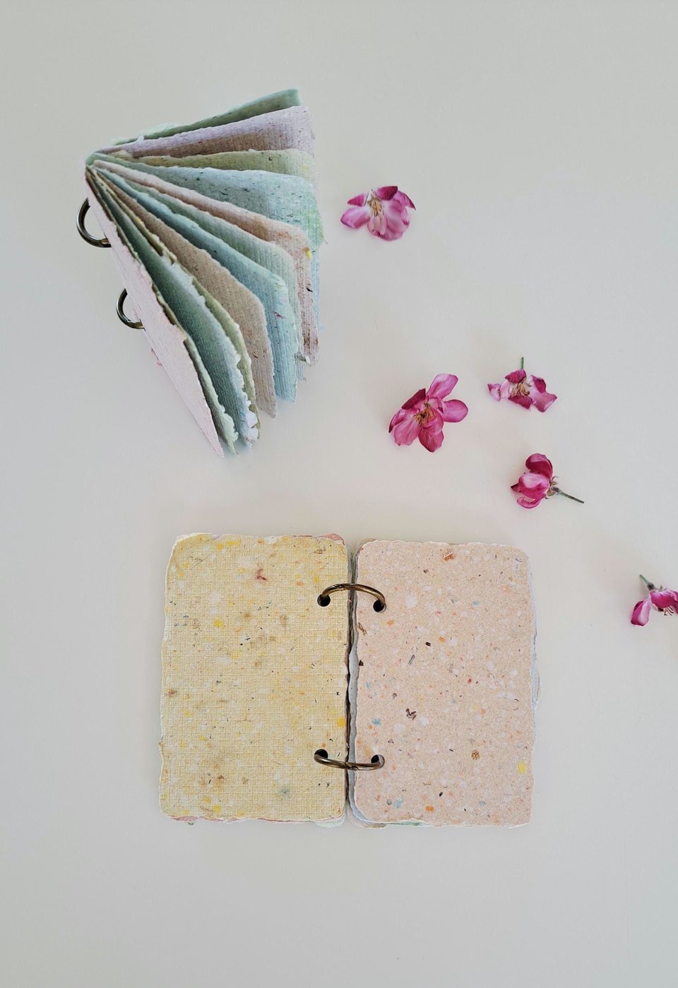 TINY Colourful handmade recycled paper note book / mini journal